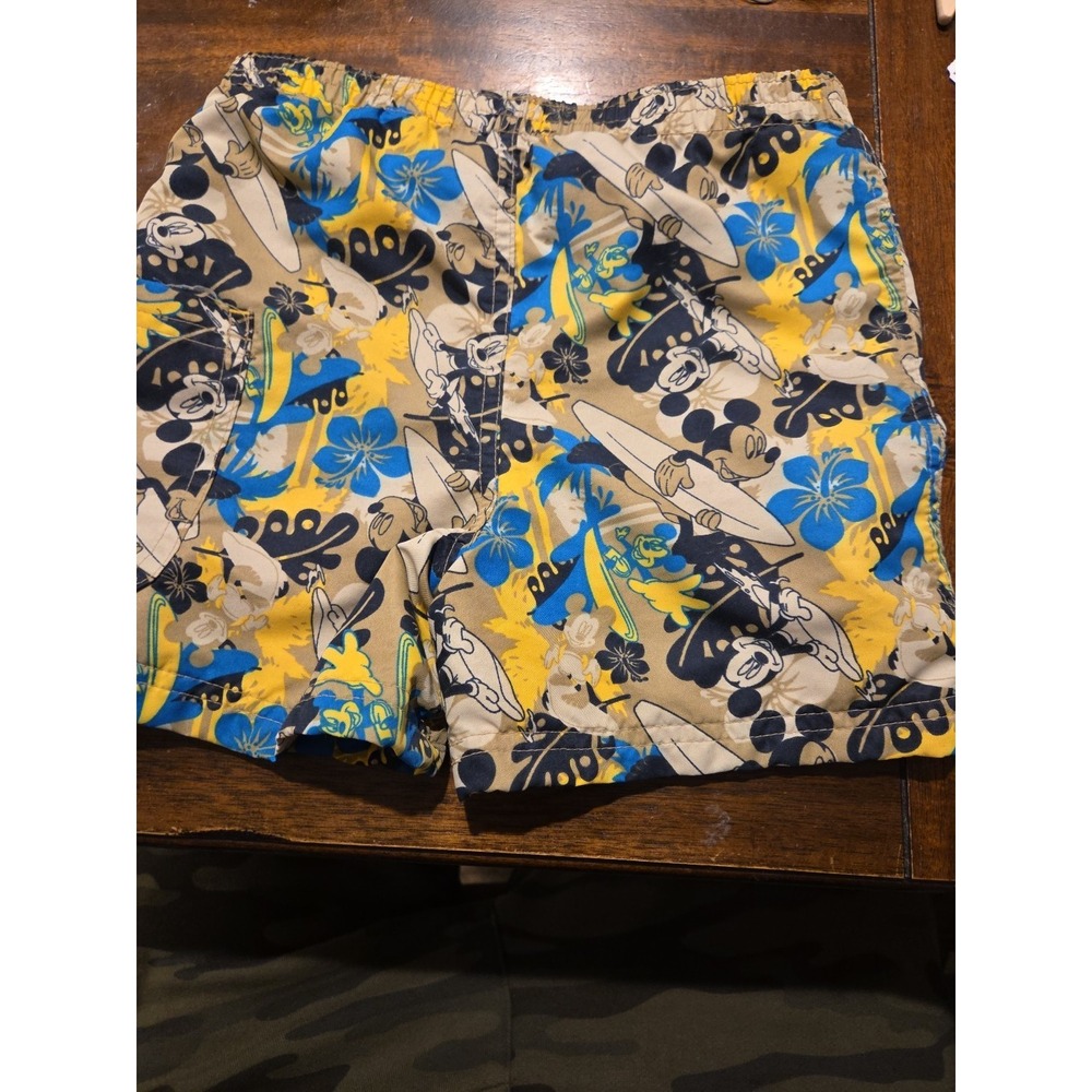 Disney Swim Suit Trunk Boys Size 12M Floral Blue Green White - Picture 2 of 5